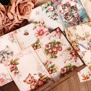 JAI IMAN 12 A5 Paper e 32 adesivi fragola gatto fai da te scrivibile decorazione <span class=keywords><strong>Decoupage</strong></span> Kit di <span class=keywords><strong>carta</strong></span> <span class=keywords><strong>per</strong></span> artigianato di <span class=keywords><strong>carta</strong></span> - Product Image 3
