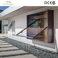 Système extérieur moderne de fenêtre à auvent en aluminium multicolores, à persiennes battantes, gris foncé thermolaqué