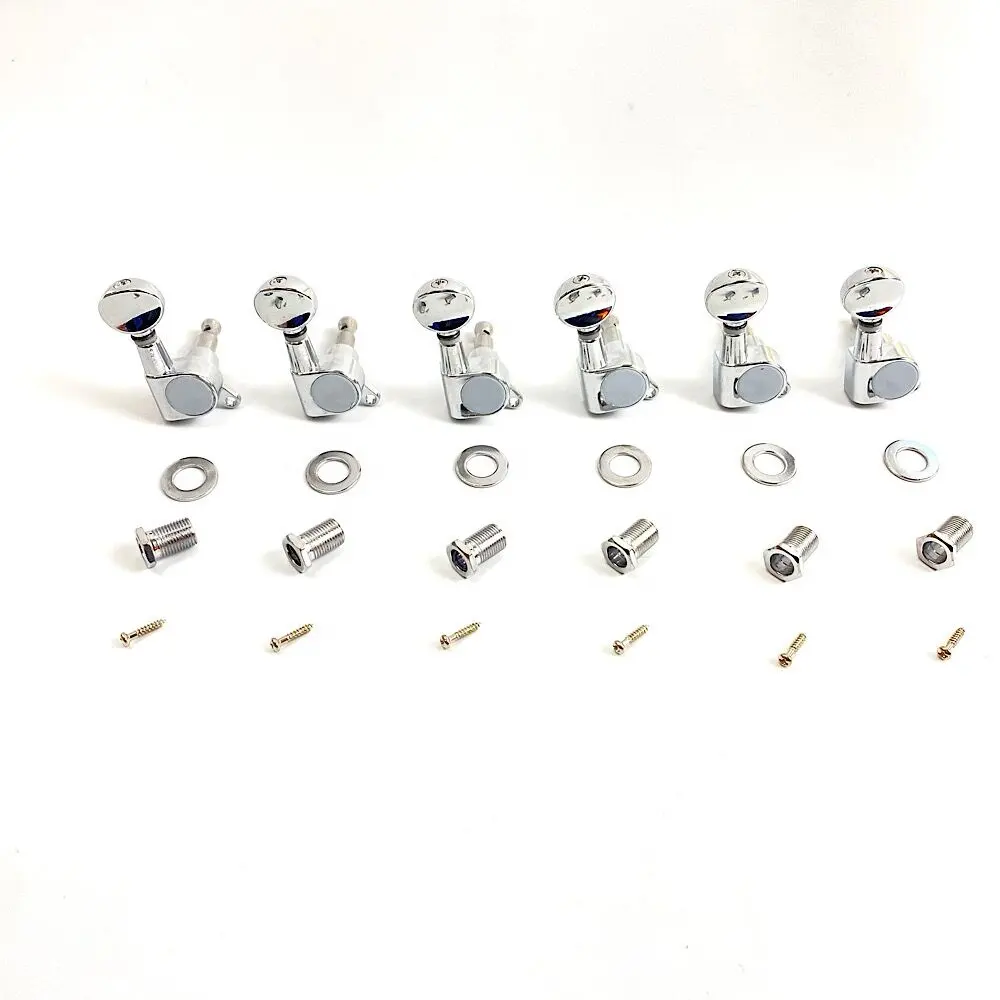 Chrome 6 In line Sealed Electric Guitar Tuning Pegs guitar machine heads for DIY Guitar Replacement Parts