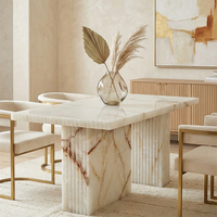 Table à manger rectangulaire en onyx blanc naturel Cammy Stone, style italien minimaliste, multifonctionnelle, moderne, imperméable, meubles pour la maison