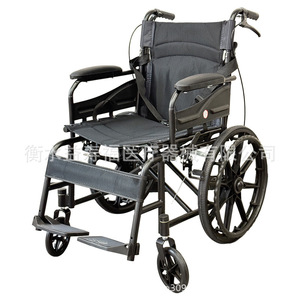 Fauteuil roulant manuel en acier haute teneur en carbone, léger, pliable et portable pour personnes âgées et handicapées - Product Image 1