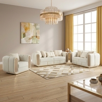 Canapé d'angle moderne et confortable en tissu rembourré avec pieds en acier inoxydable, dossier carré, accoudoirs carrés et rembourrage en mousse pour salon