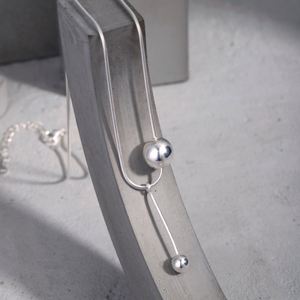 Collier Pendentif Perlé Style Métallique Dylam, Nouveau Design, Vente en Gros, Bijoux Romantiques en Argent Sterling Plaqué Rhodium - Product Image 2