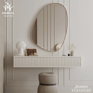 <span class=keywords><strong>Coiffeuse</strong></span> contemporaine en chêne, murale flottante, avec armoire latérale et 2 tiroirs, pour décoration de chambre moderne - Product Image 2