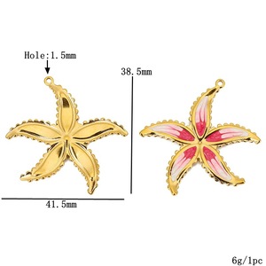 Pendentif en acier inoxydable en forme d'étoile de mer et de coquillage avec perles, couleur dégradée, composants de bijoux DIY pour accessoires de création - Product Image 2