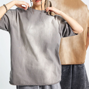 Camiseta de Hombre Extra Grande Estilo Vintage Lavada al Ácido, Fabricación Personalizada, Básica, Gruesa, 300 g/m², 100% Algodón de Punto, Sólida, Transpirable, Informal - Product Image 2