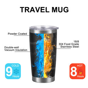 Gobelet isotherme en acier inoxydable 20 oz avec logo gravé sur mesure |   Tasse à café isotherme pour voyage en plein air avec double paroi sous vide pour cadeau et promotion - Product Image 2