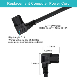Cable de Alimentación en Ángulo C13 a C14 con Conector de 90 Grados para Rack de Servidor, PDU, Switch de Red - Product Image 3