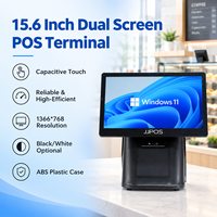 Sistem POS Layar Sentuh 15,6 Inci Grosir, All in One, Terminal Point of Sale Layar Ganda, Perangkat Keras POS Windows untuk Toko Retail