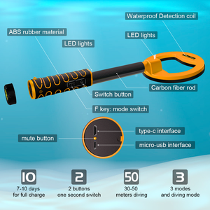 Tenuto in mano Impermeabile Best Metal Detector 360 Gradi di Ricerca Tesoro Finder Con Alta Sensibilità Per Tutti I Tipi di Metallo - Product Image 4