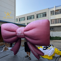 Nœud gonflable géant rose avec souffleur pour la décoration murale de bus, de bâtiments et de cafés, ballon gonflable personnalisé en forme de nœud