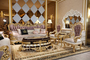 Set Divano Lussuoso Moderno a Tre Posti Convertibile Girevole in Stile Reale in Legno Intagliato di Alta Qualità Personalizzabile per Ville con Imbottitura in Spugna - Product Image 2