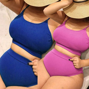 Conjunto de Bikini Plus Size Atractivo de Color Sólido y Ajuste Ceñido para Usar en <span class=keywords><strong>la</strong></span> Playa y en Resorts en Europa, América y Asia - Product Image 5