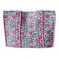 Sac fourre-tout réutilisable en coton biologique indien imprimé à la main, sac de courses artisanal imprimé au bloc