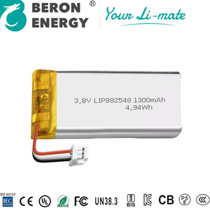 Batterie polymère au lithium haute tension 3,8 V 1300 mAh LIP882548, cellule LiPo <span class=keywords><strong>rechargeable</strong></span> et fine pour appareil atomiseur portable - Product Image 1