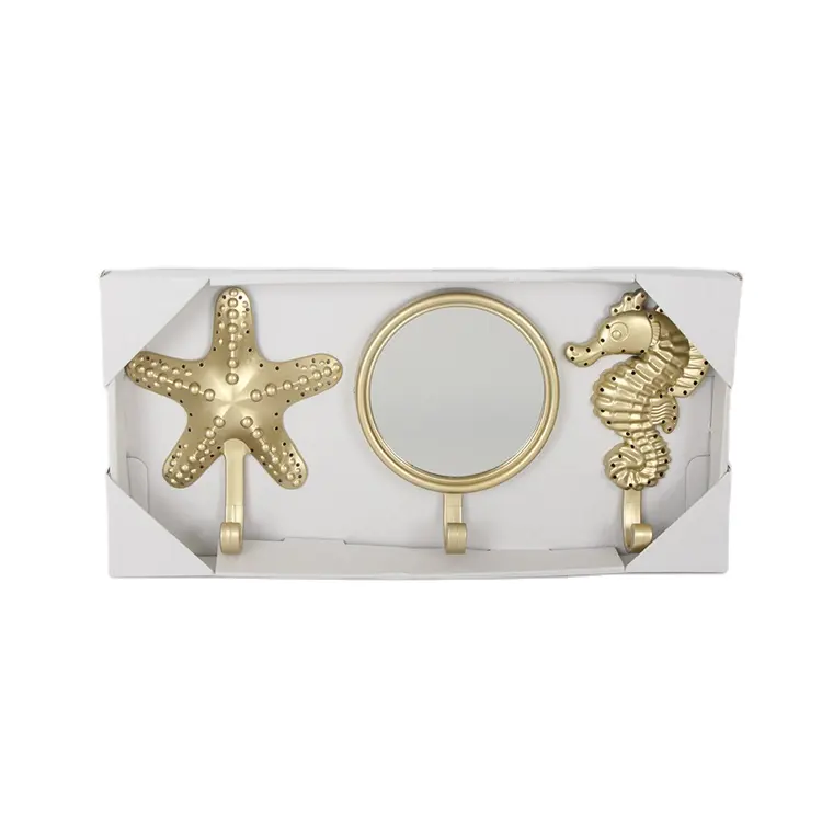 Вешалка для пальто с морской звездой, морским домиком и стеклянным зеркалом-настенный держатель для ключей-органайзер-Крючок для конвертов