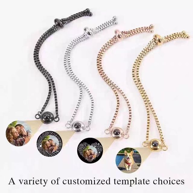 100 Languages "I Love You" Projection Bracelet, Stainless Steel Couple Jewelry, Valentine's Day Gift, Customizable Photos