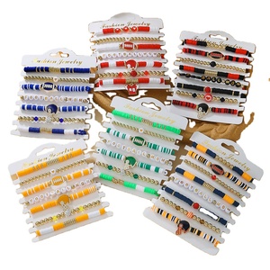 Hot Design Unisex Multi-Layer Football & Rugby Team Polymer Clay Cheerleading <b>Bracelet</b> <b>Set</b> Custom Zinc Alloy Elastic Beads Gifts - Product Image 1