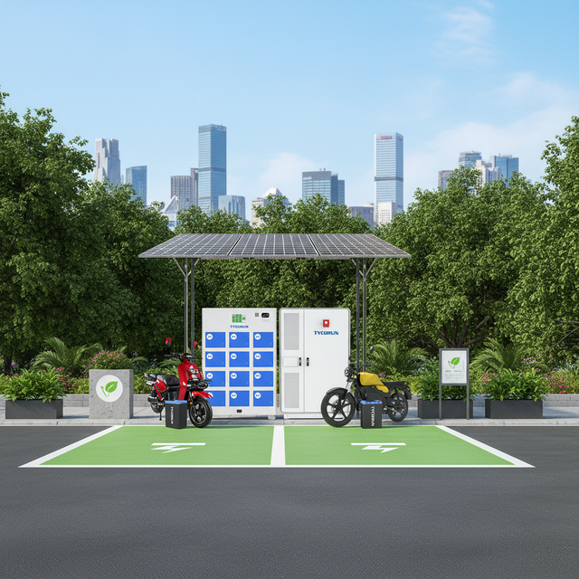 TYCORUN Public Electric Motorcycle Battery Swapping Station Sharing Smart Battery Swapping Cabinet with NFC Touch Screen