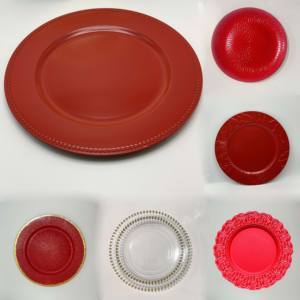 13 "haute qualité rouge diverses formes fêtes décoratives mariages chargeurs en plastique durables en relief Mehndi plaques décoration - Product Image 1