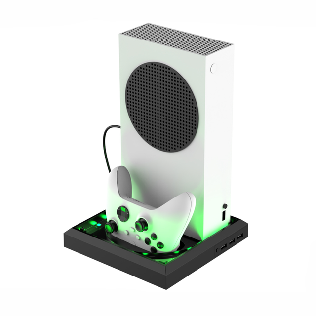 RGB Charging Station for Xbox Series X/S Console 7-Color LED Glow Dock with Dual Fast Charger Game Accessory for Xbox Gamepads