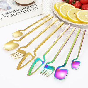 Modern Stainless Steel 304 Unique Custom Metal Coffee Tea Serving Hanging Spoon Fork Cutlery <b>Flatware</b> <b>Set</b> for Cup - Product Image 4