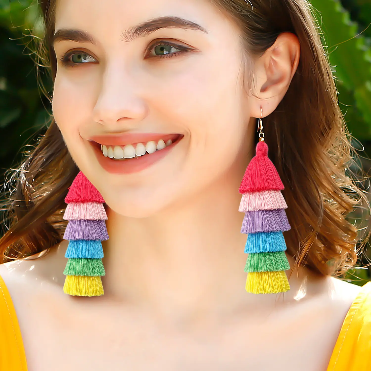 도매 패션 보석 다채로운 빈티지 귀걸이 술 펜던트 창조적 인 수제 패브릭 귀걸이 여성 귀걸이