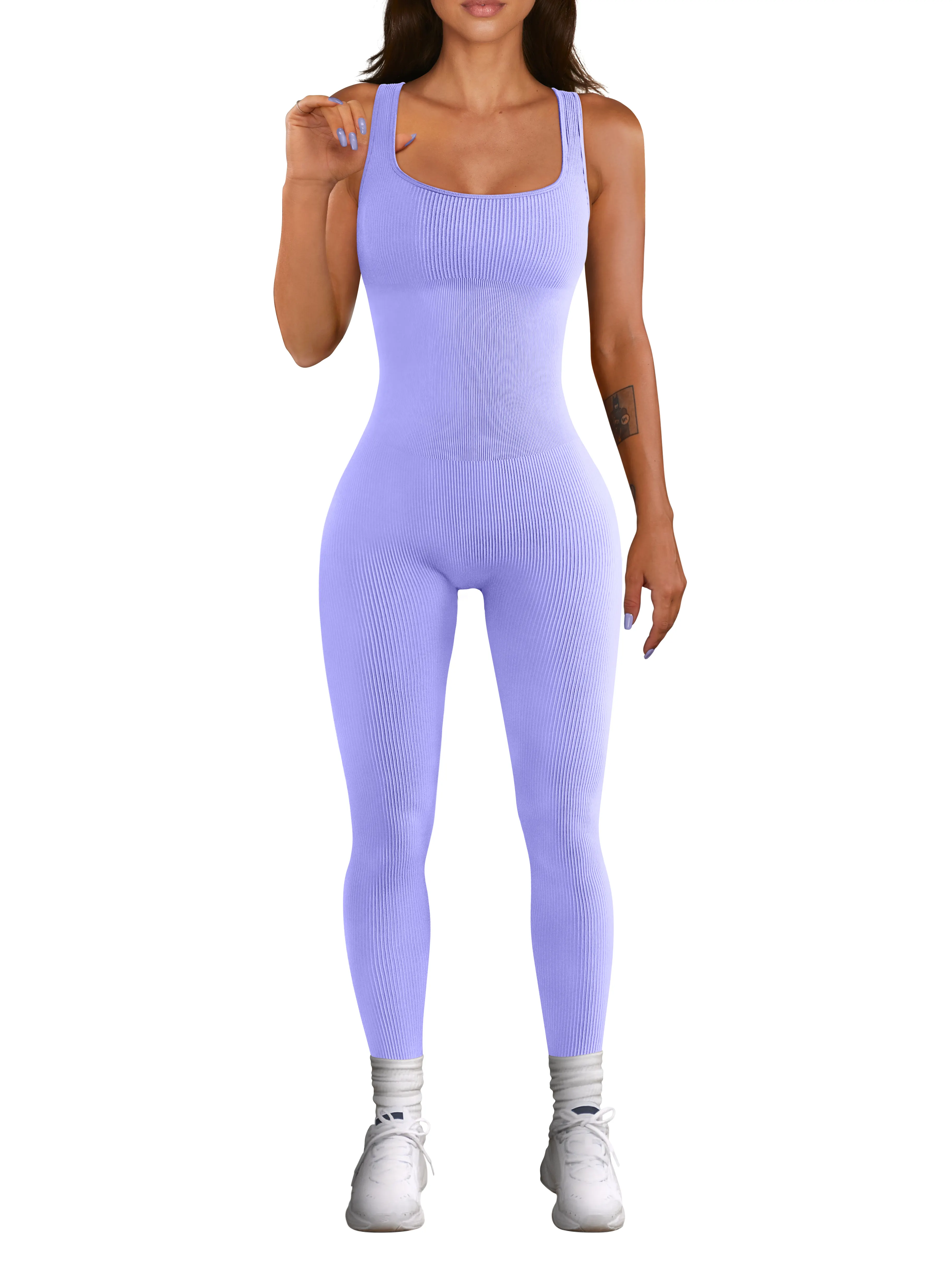 Frauen Yoga gerippt einteilige Tanktops Stram pler ärmellose Übungs overalls Sport overalls