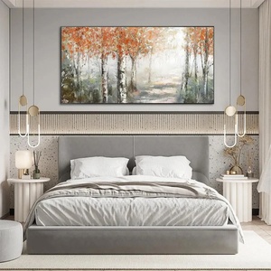 Peinture Forêt Dorée Minimaliste sur Toile Faite à la Main, Œuvre d'Art Texturée pour Hôtels, Décoration Murale pour la Maison, Décoration Commerciale - Product Image 5