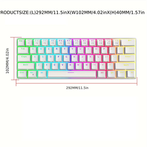 Wired Mechanical Keyboard White Keycaps,RGB Backlit Full N-<b>Key</b> Rollover, for Gaming and Office Use - Product Image 6