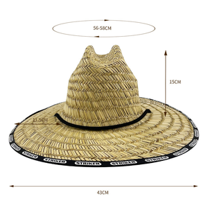 Summer Custom Printed Women's Lifeguard Sun Visor Surf Panama Sombrero Caps Natural Grass Beach Hats Wholesale for Travel - Product Image 2