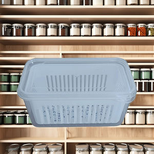 กล่องเก็บอาหารพลาสติกทรงสี่เหลี่ยม YHYP ใช้กับไมโครเวฟ ช่อง<span class=keywords><strong>แช่</strong></span>แข็ง และเครื่องล้างจานได้ พับเก็บได้ สำหรับเก็บอาหาร ผลไม้ ผัก พร้อมตะแกรงล้าง - Product Image 5