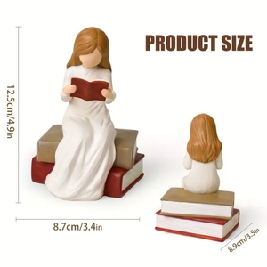 Nouvelle Arrivée - Figurine Artisanale en Résine Fille Angélique en Lecture - Design Art Déco - Décoration d'Intérieur - Ornement de Bureau - Cadeau de Remise de Diplôme ou d'Anniversaire - Product Image 5