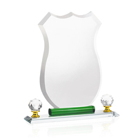 Trophée de plaque de bouclier de cristal vierge personnalisé par impression par sublimation Le trophée de verre cristal de haute qualité avec base verte