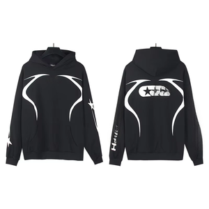 Nuova Collezione 2025: Felpa con Cappuccio Unisex in Cotone 100% Lavato con Acido, Stile High Street, con Zip e Stampa Digitale a Stelle - Edizione Infernale - Product Image 2