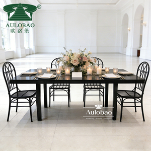 Hotel Hall Bride and Groom Metal Rectangle Banquet <b>Tables</b> and Chairs - Product Image 4