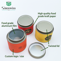 Boîtes hermétiques recyclables de haute qualité pour thé/sucre/café, emballage de luxe en forme de cylindre, tubes en papier personnalisables