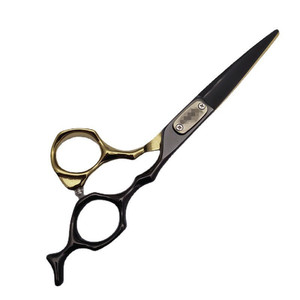 Ciseaux à cheveux Dingzhi Li-6, 6 pouces, ciseaux à effiler en acier inoxydable, ciseaux plats, manche noir et or, manche moyen, pour la coupe de cheveux - Product Image 4