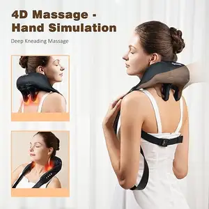 Deep Kneading Neck Hand-Shaped Massager Wireless Shiatsu Electric Heating Neck And Shoulder Massager For Muscle Pain Relief