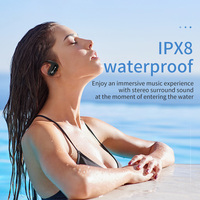 IPX8 Headset nirkabel tahan air, Headphone pemutar Mp3 memori Flash 32GB bawaan untuk berenang ski berlari bersepeda memanjat