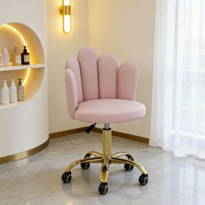 Chaise de coiffure et de beauté réglable de qualité supérieure avec base et roulettes dorées, mobilier élégant pour salons de coiffure et instituts de beauté - Product Image 1