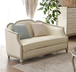 Elegante Juego de Sofás para Sala de Estar en Color <span class=keywords><strong>Crema</strong></span> Blanco, Estilo Provincial Francés, Reposabrazos Curvos, Juego de Muebles Tapizados de 3+2+1 Plazas - Product Image 2