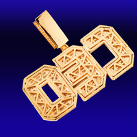 Collier Pendentif Prénom Personnalisé Plaqué Or Double Couche avec Zircon Cubique Bling Bling Lettre Initiale pour Fêtes Hiphop