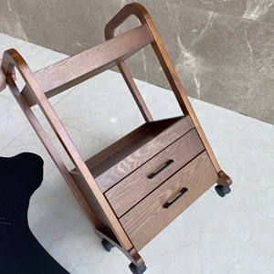 Chariot durable à outils de beauté en bois massif de meubles de salon de beauté de chariot de HICOMED avec de doubles tiroirs - Product Image 4