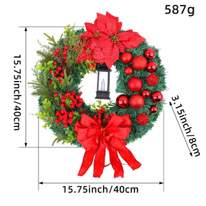 DAMAI Christmas Wreath Ornaments Garland for Christmas <b>Tree</b> Outdoor <b>Lighted</b> Christmas Wreaths Festival Decorations - Product Image 5