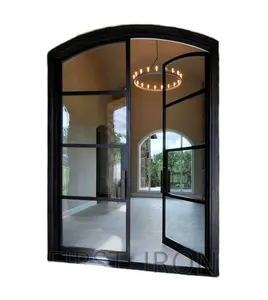 欧洲标准室内大门设计镀锌钢窗现代铁框法式门