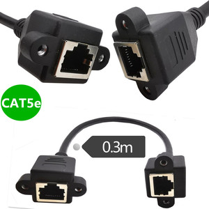 อะแดปเตอร์เครือข่าย Cat5e RJ45 หญิงต่อหญิง 0.3 ม. พร้อมขายึดสำหรับต่อขยายอีเธอร์เน็ต - Product Image 1