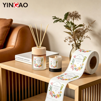 Étiquette autocollante personnalisée imperméable à l'eau, motif floral esthétique, pour pot de bougie, huile essentielle, diffuseur de parfum, décoration d'emballage
