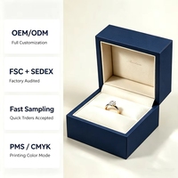 Boîte à bijoux personnalisée à couvercle articulé avec doublure en velours et logo en feuille d'or - Emballage rigide écologique OEM pour bagues