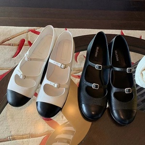 Chaussures plates vintage Mary Jane pour femmes, style <span class=keywords><strong>ballerines</strong></span>, bout rond, en <span class=keywords><strong>cuir</strong></span> noir - Product Image 3